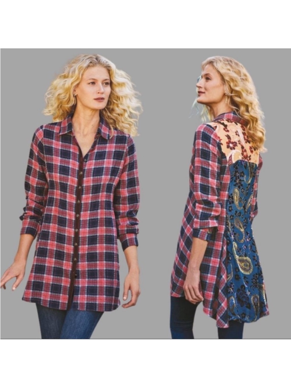 Soft Surroundings Kensington Plaid
Velvet Tunic
